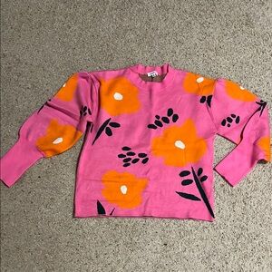 Floral Pink and Orange Sweater